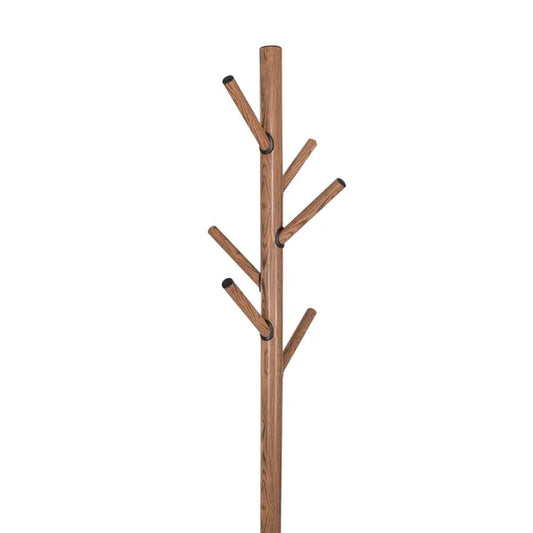 Álló ruhafogas, fekete-fa hatású, fém, 180 cm, 6 akasztó