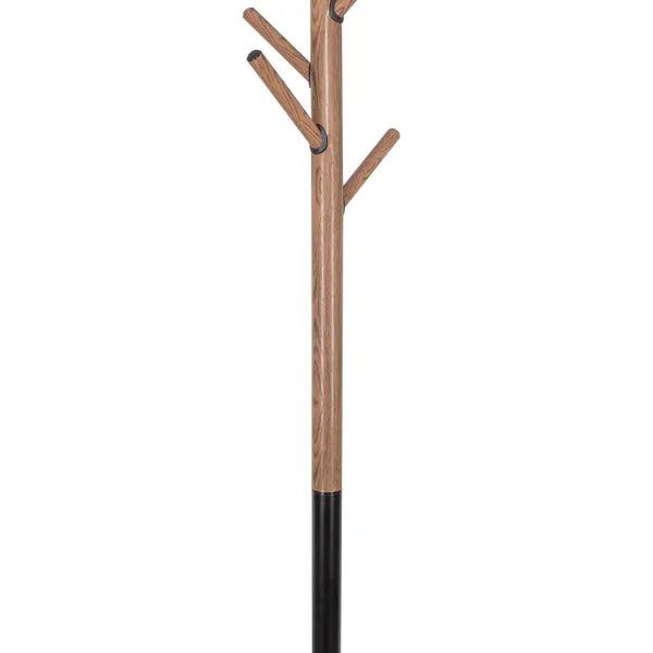 Álló ruhafogas, fekete-fa hatású, fém, 180 cm, 6 akasztó