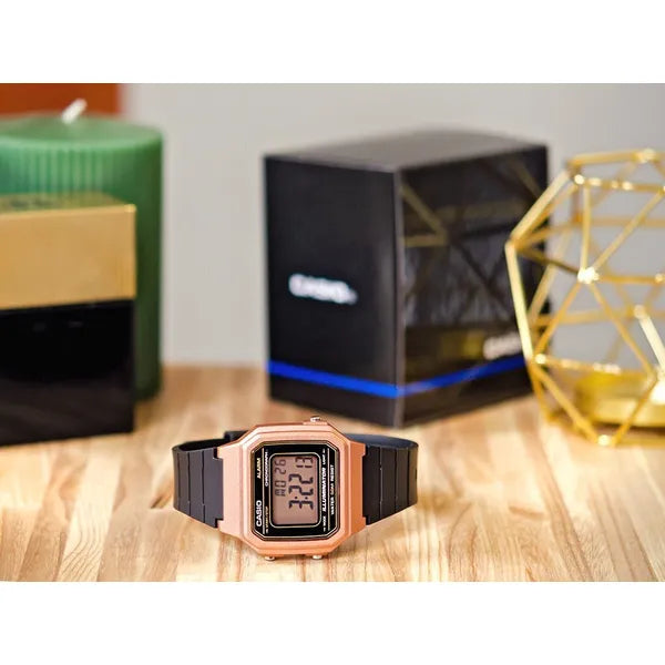 Casio W-217HM-5A uniszex digitális karóra, fekete-rózsaszín, WR50