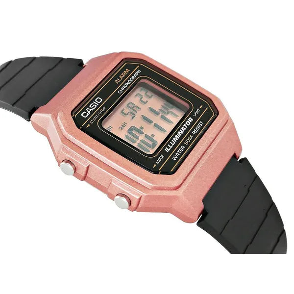 Casio W-217HM-5A uniszex digitális karóra, fekete-rózsaszín, WR50