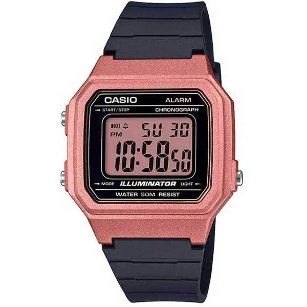 Casio W-217HM-5A uniszex digitális karóra, fekete-rózsaszín, WR50