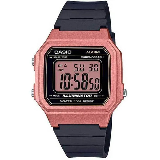 Casio W-217HM-5A uniszex digitális karóra, fekete-rózsaszín, WR50