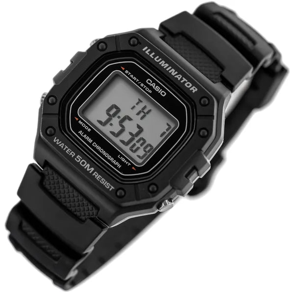 Casio W-218H-1A férfi digitális sport karóra, fekete, WR50