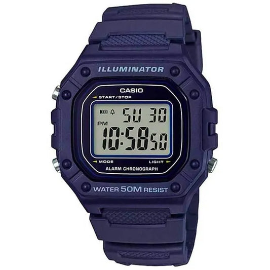 Casio W-218H-2A férfi digitális karóra, WR50 vízállóság, LED, kék