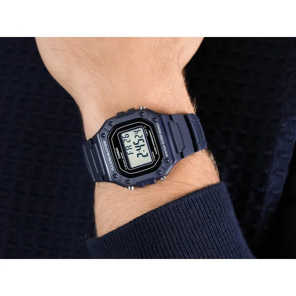 Casio W-218H-2A férfi digitális karóra, WR50 vízállóság, LED, kék