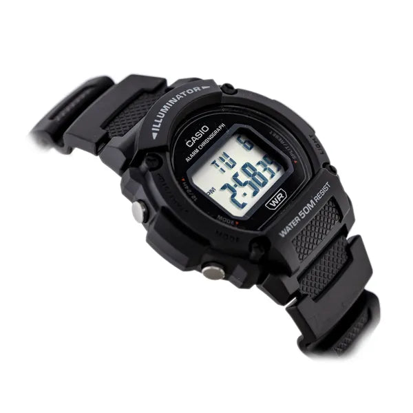 Casio W-219H-1A férfi digitális sportóra, fekete, WR50M LED