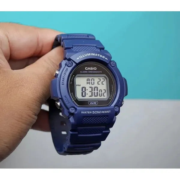 Casio W-219H-2A férfi digitális karóra, 50 m vízálló, kék