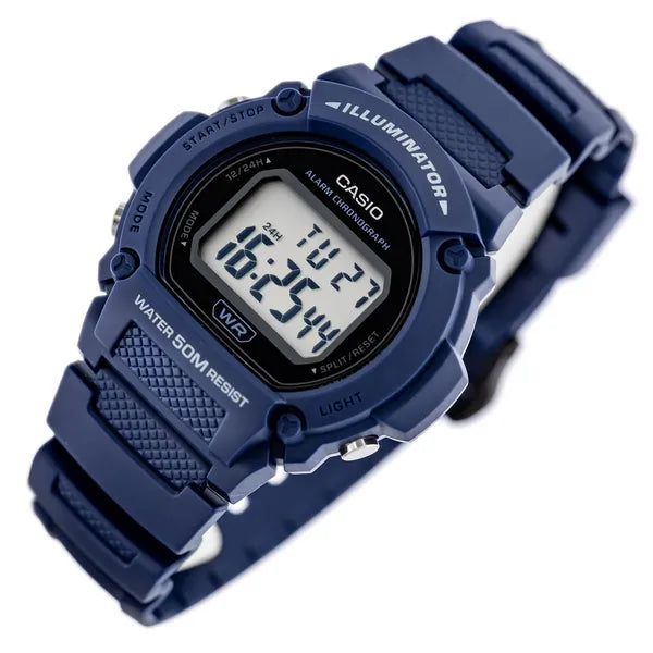 Casio W-219H-2A férfi digitális karóra, 50 m vízálló, kék