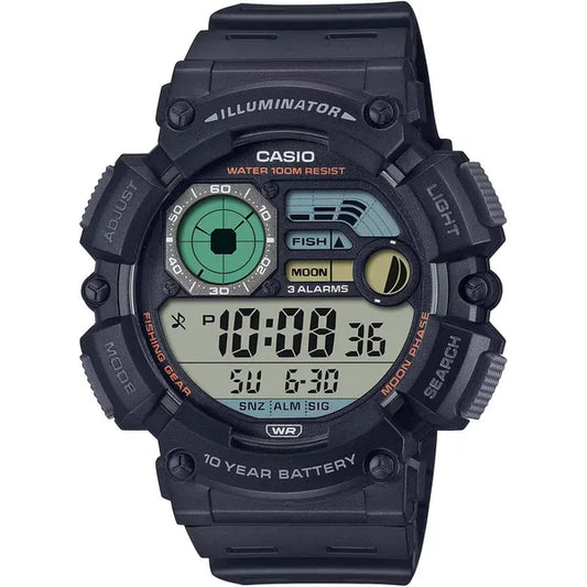 Casio WS-1500H-1A férfi digitális sportóra WR100, holdfázis