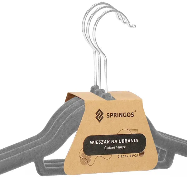 Szürke zamatos vállfa 3 db - 43,5 cm széles