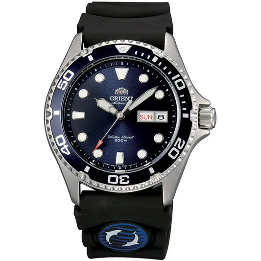 Orient Mako II automata férfi búváróra kék számlappal, WR200, gumiszíj