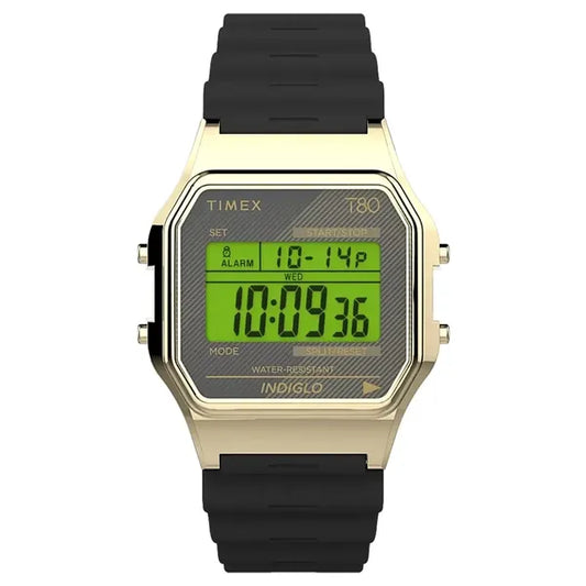Timex T80 férfi digitális karóra, 34 mm, arany tok, fekete szíj