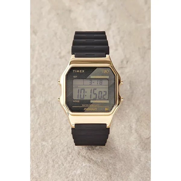 Timex T80 férfi digitális karóra, 34 mm, arany tok, fekete szíj
