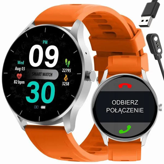 Gravity GT2-8 uniszex okosóra 1.28" IPS, BT 5.1, IP67, narancs szíj
