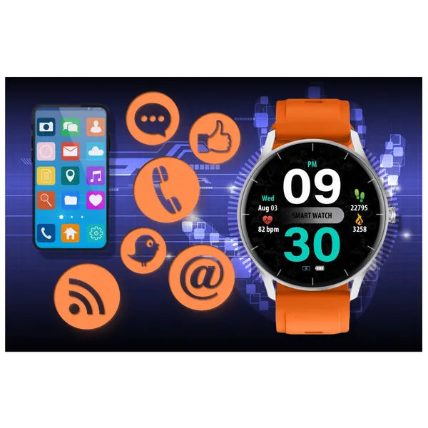 Gravity GT2-8 uniszex okosóra 1.28" IPS, BT 5.1, IP67, narancs szíj
