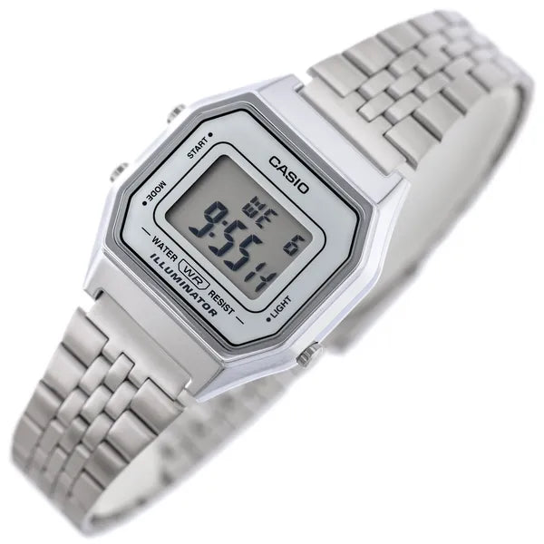 Casio LA680WA-7 női digitális karóra, ezüst nemesacél, 29 mm