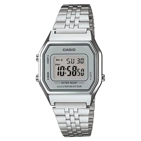 Casio LA680WA-7 női digitális karóra, ezüst nemesacél, 29 mm