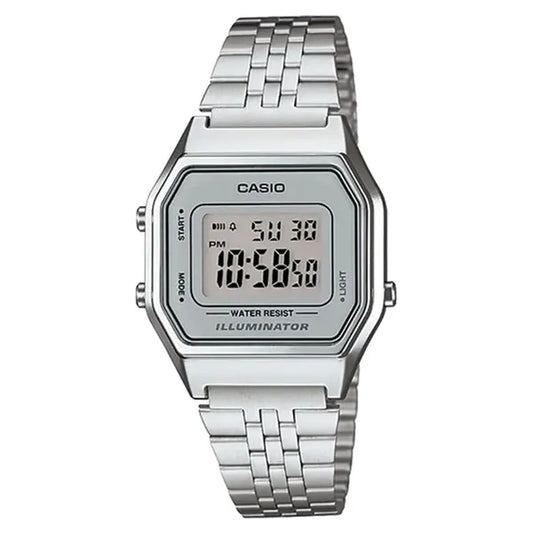 Casio LA680WA-7 női digitális karóra, ezüst nemesacél, 29 mm