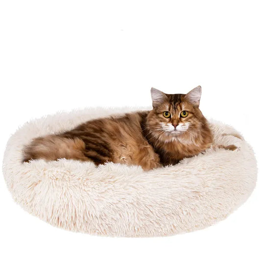 XL kerek kutya-macska fekhely, 90 cm, bézs, csúszásgátló alj