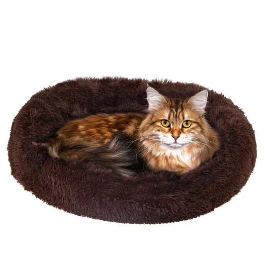 Kör alakú Cozy XL kisállat fekhely, 90 cm, barna, csúszásgátlós