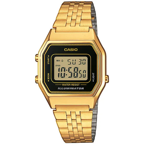 Casio Vintage LA680WEGA-1ER női digitális karóra, arany acél, WR30