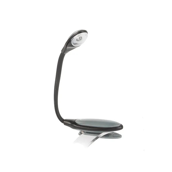 LED csíptetős könyvolvasó lámpa, rugalmas karral, elemes, 25,5 cm
