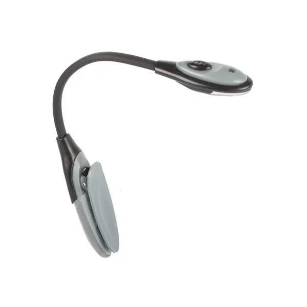 LED csíptetős könyvolvasó lámpa, rugalmas karral, elemes, 25,5 cm