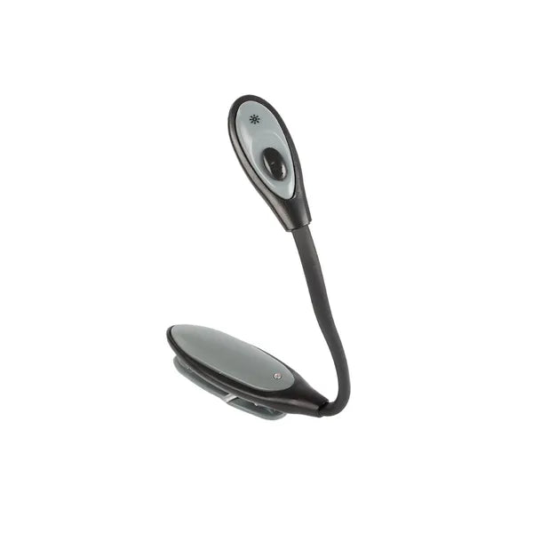 LED csíptetős könyvolvasó lámpa, rugalmas karral, elemes, 25,5 cm