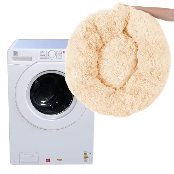 Krém puha kerek háziállat fekhely, L, Ø 80 cm, csúszásgátlós