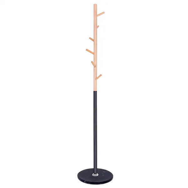 Szabadon álló ruhaakasztó, fekete-fa hatás, 180 cm, márványtalp