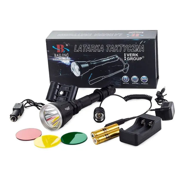 Bailong Q2888 taktikai fegyverlámpa CREE XM-L T6 LED, 400 m, 3 szűrő
