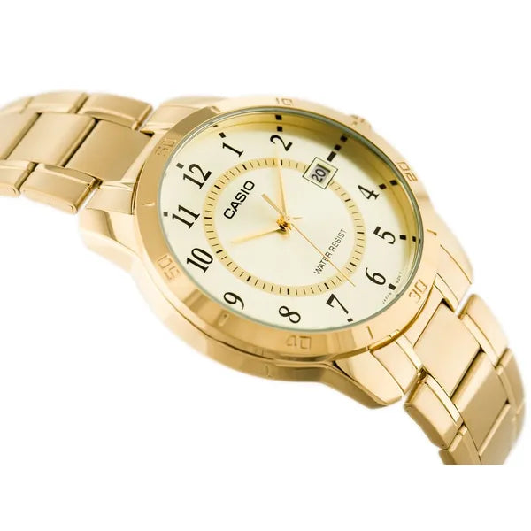 Casio MTP-V004G-9B férfi karóra, arany nemesacél, dátum, WR30