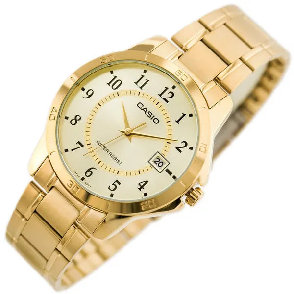 Casio MTP-V004G-9B férfi karóra, arany nemesacél, dátum, WR30