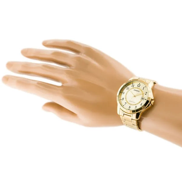 Casio MTP-V004G-9B férfi karóra, arany nemesacél, dátum, WR30