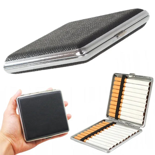 Fekete cigarettatárca 20 szálhoz, fém csattal, elegáns