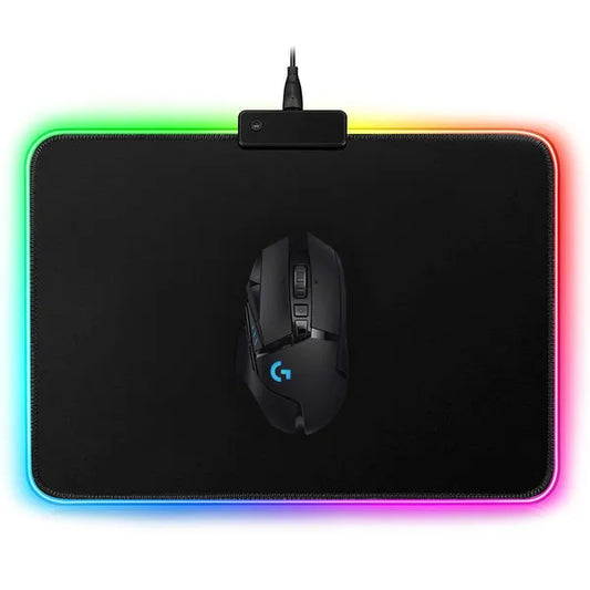 RGB LED gamer egérpad 35×25 cm, USB, 7 szín, csúszásmentes