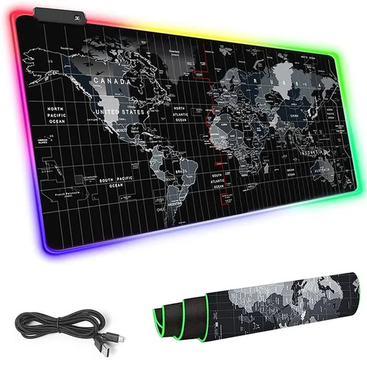 RGB LED-es XXXL gaming egérpad, 90x40 cm, csúszásmentes USB