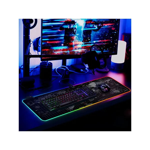 RGB LED-es XXXL gaming egérpad, 90x40 cm, csúszásmentes USB