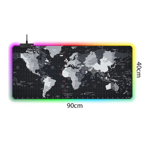 RGB LED-es XXXL gaming egérpad, 90x40 cm, csúszásmentes USB