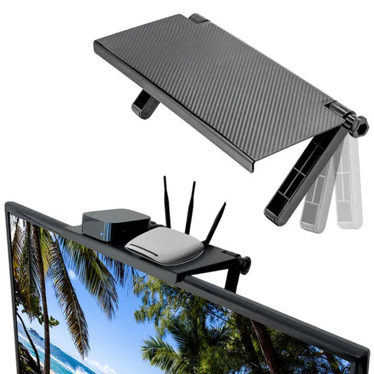 Állítható fekete TV fölé helyezhető polc 29,5×16 cm, 3 kg teher