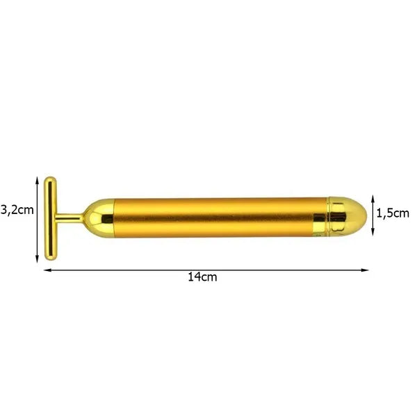 Arany színű rezgő arcmasszírozó rúd, 14 cm, AA elemmel