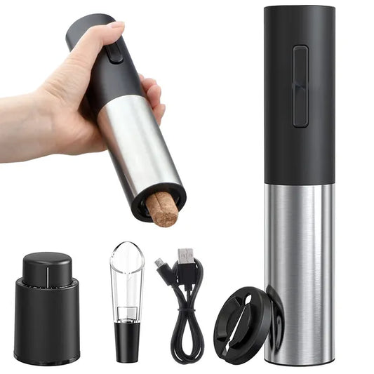 Akkumulátoros elektromos bornyitó szett USB-C töltéssel, fóliavágóval