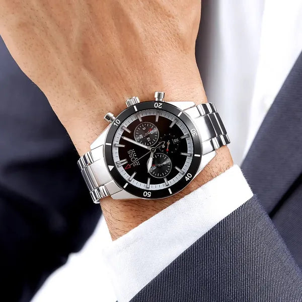 Hugo Boss Santiago férfi karóra, rozsdamentes acél, kronográf, WR50