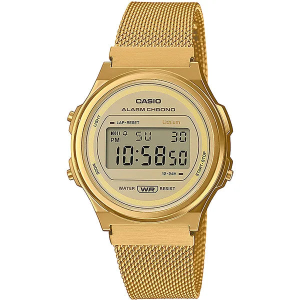 Casio Vintage A171WEMG-9A női karóra, arany rozsdamentes acél, WR30