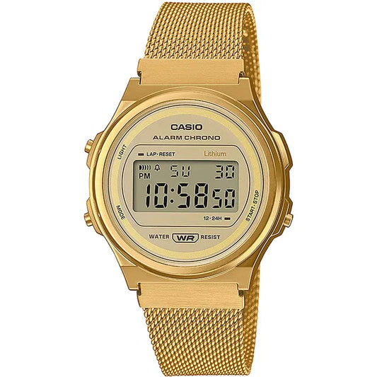 Casio Vintage A171WEMG-9A női karóra, arany rozsdamentes acél, WR30