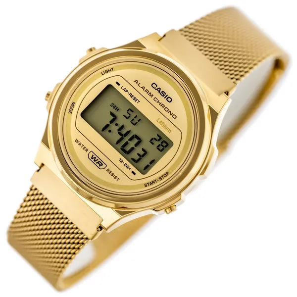 Casio Vintage A171WEMG-9A női karóra, arany rozsdamentes acél, WR30
