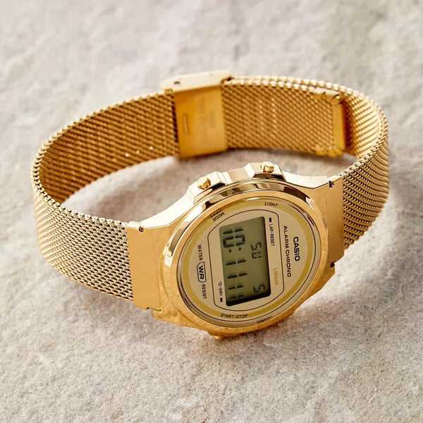 Casio Vintage A171WEMG-9A női karóra, arany rozsdamentes acél, WR30