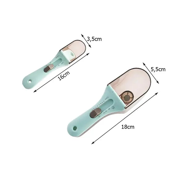 Állítható mérőkanál szett, 2 db, 5-130 ml, kék