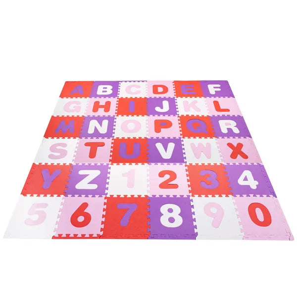 EVA habszivacs puzzle játszószőnyeg 175×175 cm, ABC-számos, 36 db