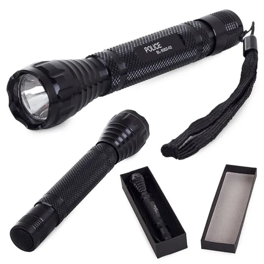 Taktikai LED zseblámpa 10 W, alumínium ház, 2×AA, csuklópánt